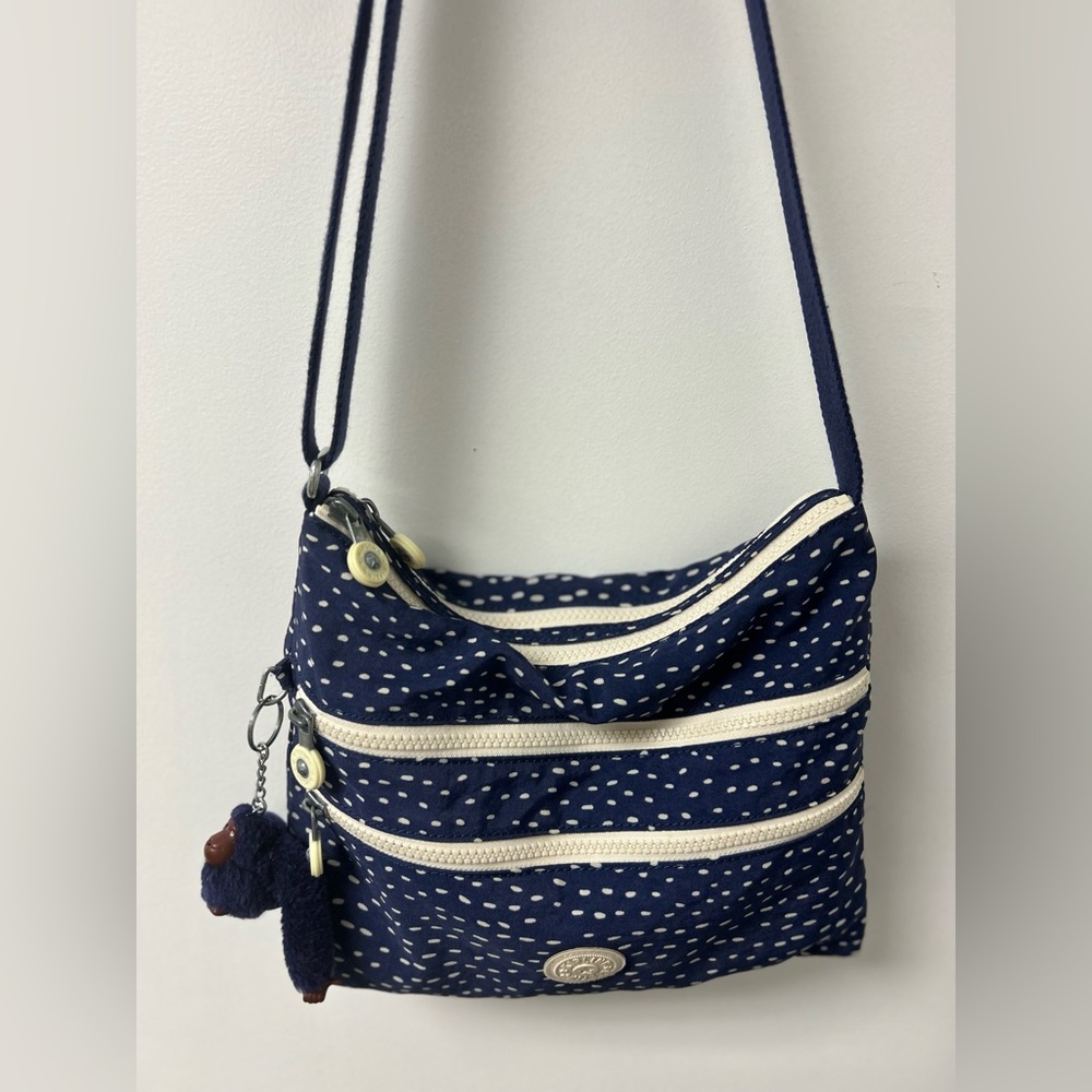 Kipling crossbody blue navy polka dot bag